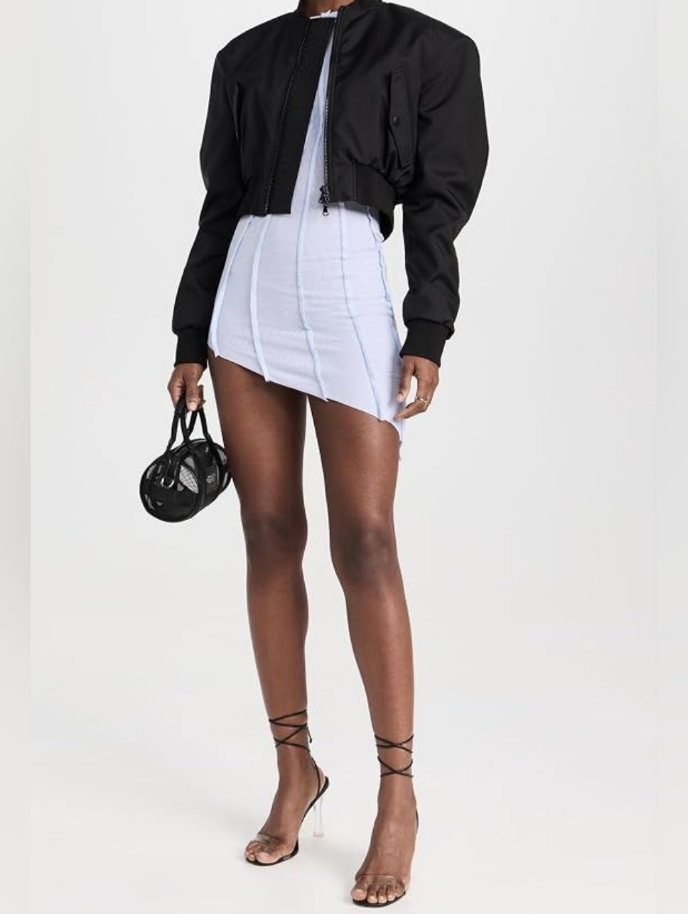 Nwt Sami Miro Vintage Asymmetric Long Sleeve Mini Dress In White Sz S — image 5 of 8